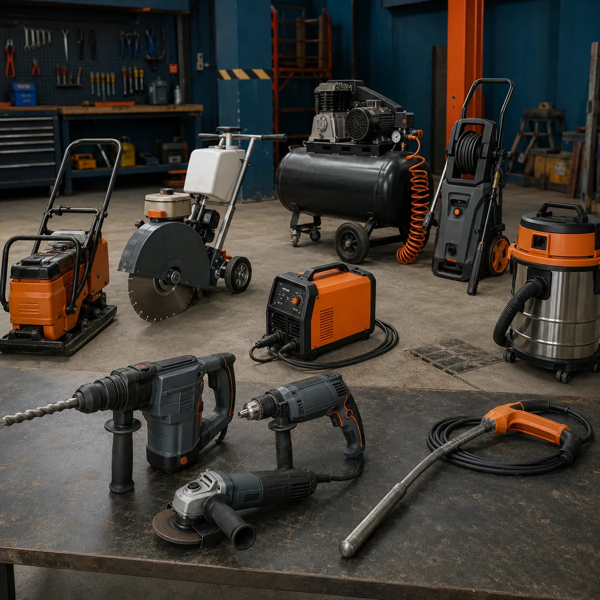 Herramientas y equipos para obra disponibles para alquiler